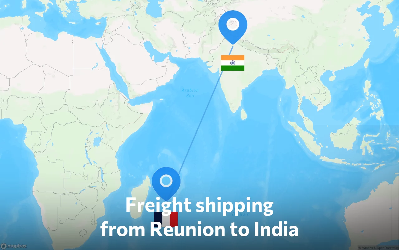 Shipping route from Reunion to India