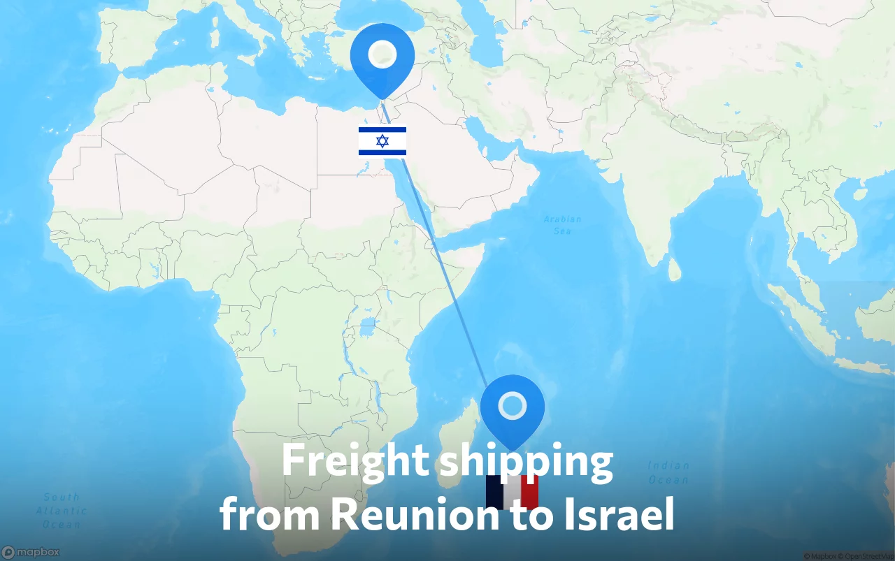 Shipping route from Reunion to Israel