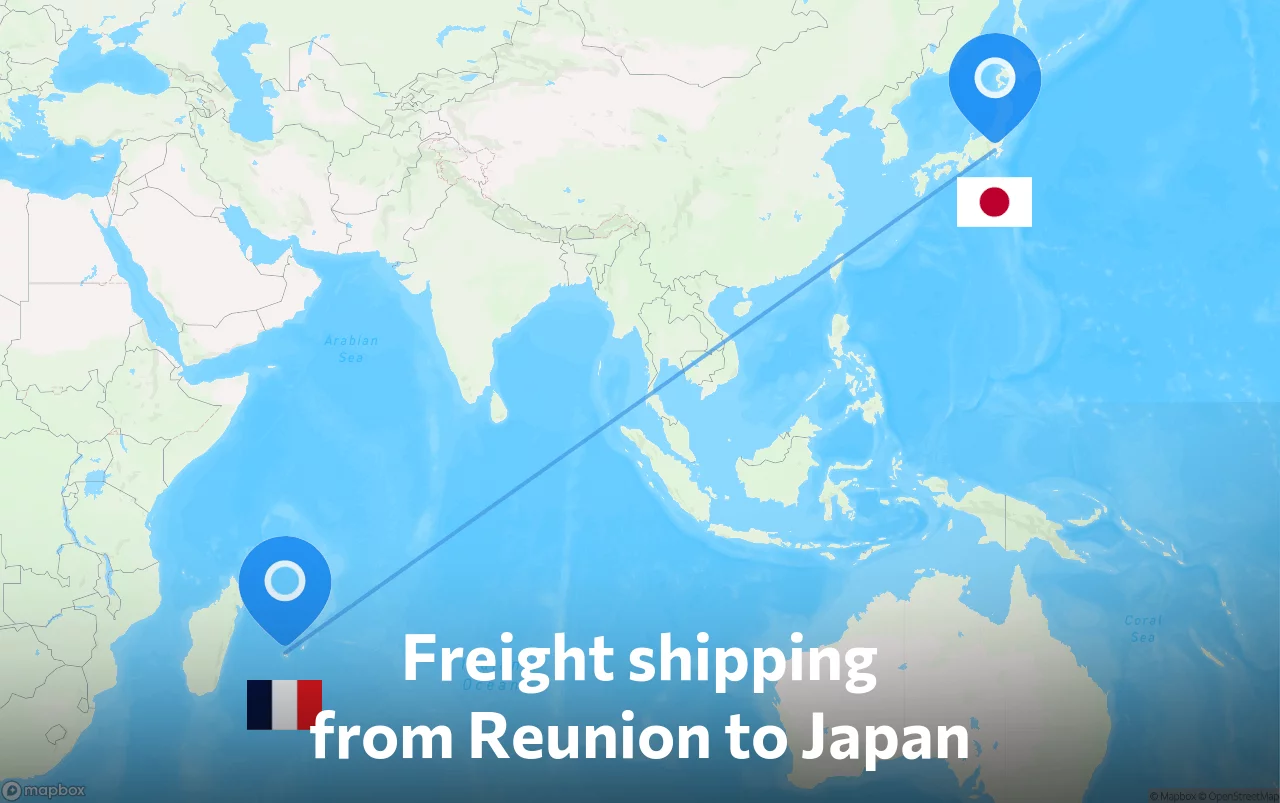 Shipping route from Reunion to Japan