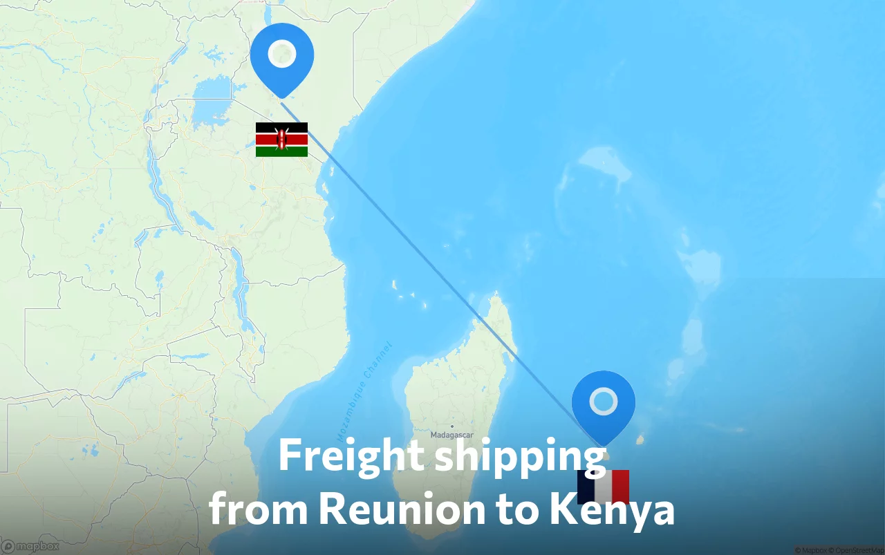 Shipping route from Reunion to Kenya