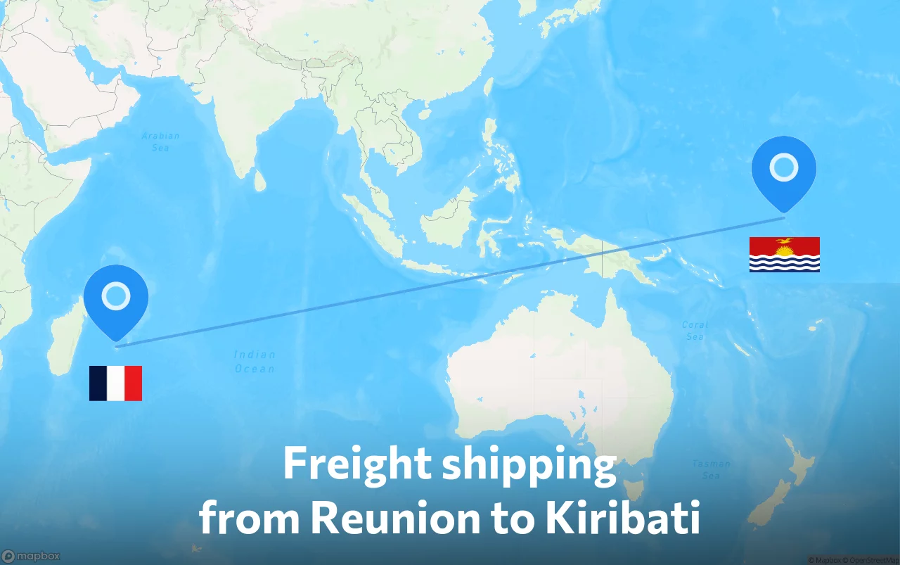 Shipping route from Reunion to Kiribati