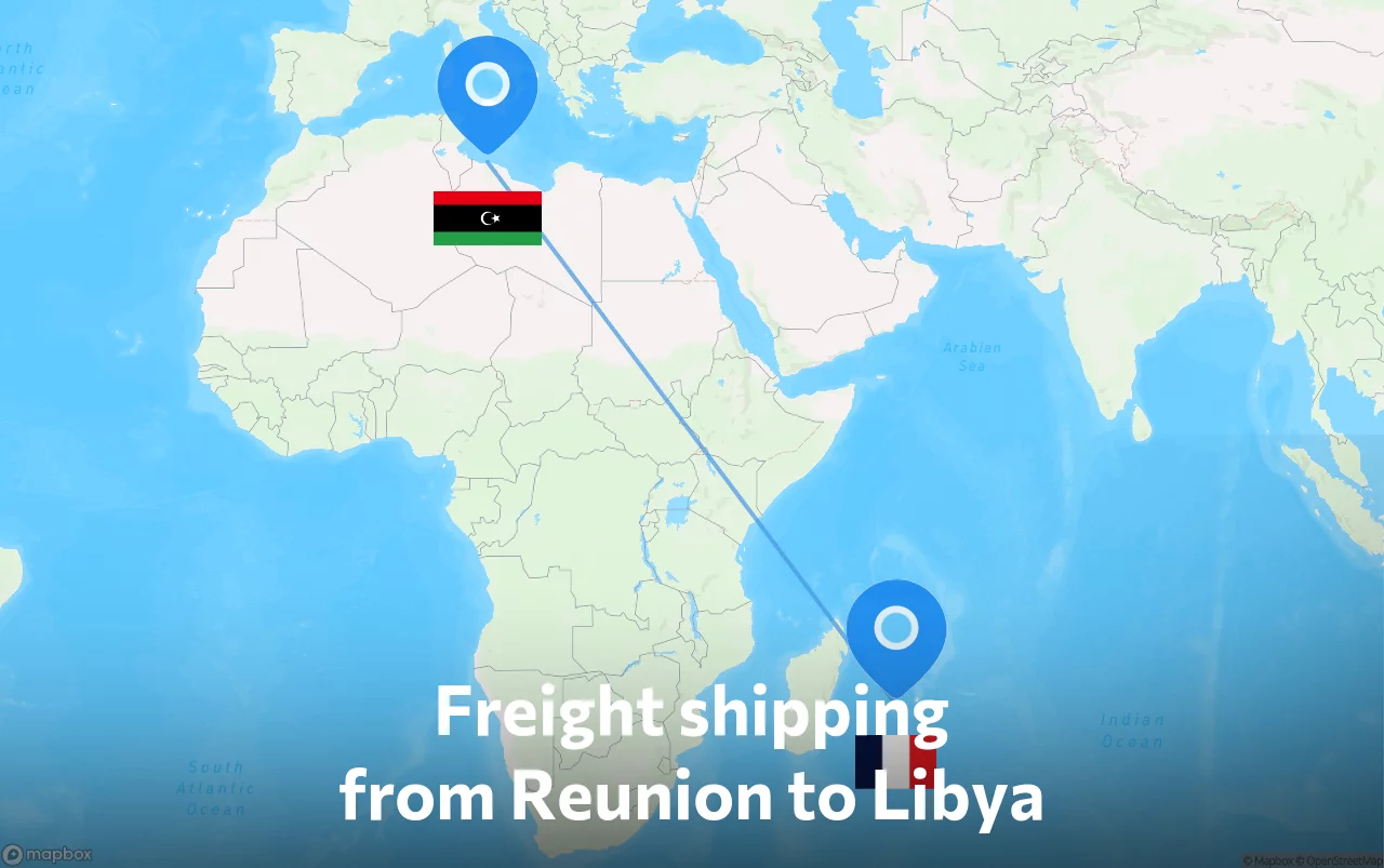 Shipping route from Reunion to Libya
