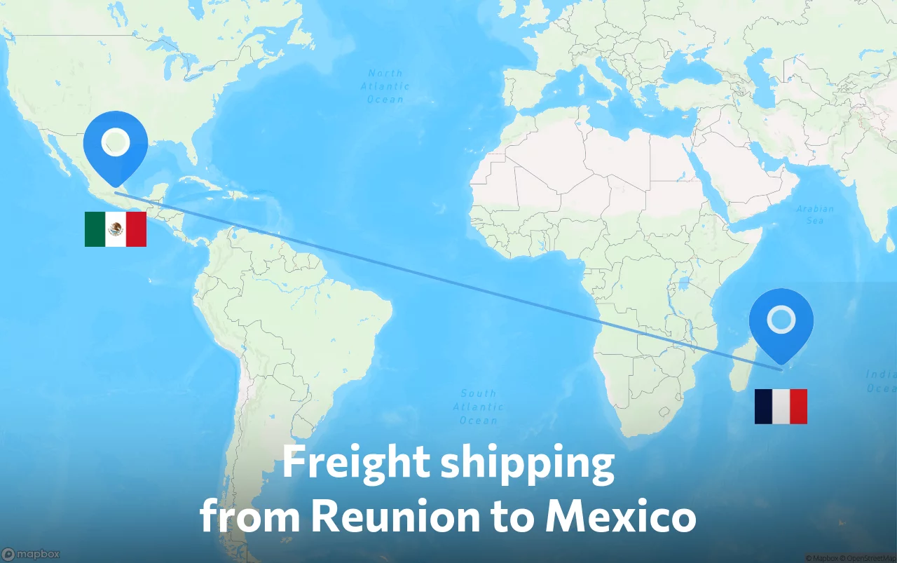 Shipping route from Reunion to Mexico