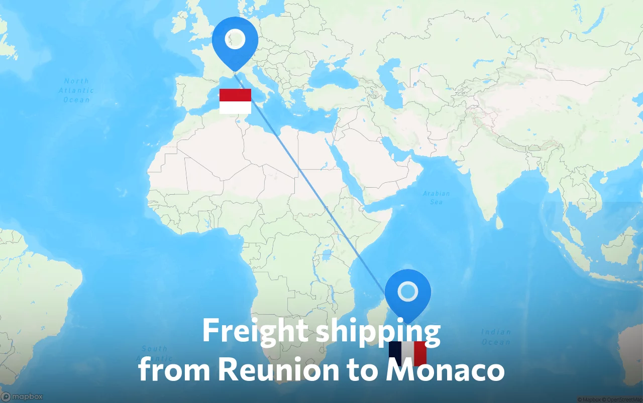 Shipping route from Reunion to Monaco