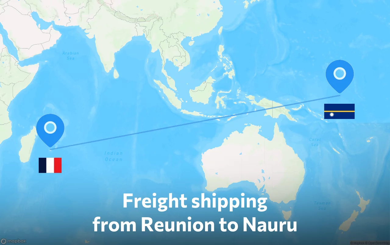 Shipping route from Reunion to Nauru
