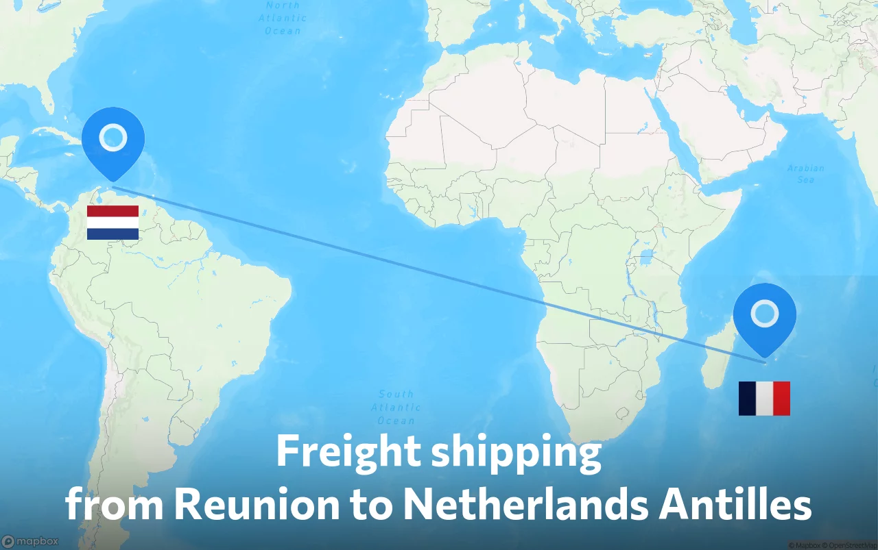 Shipping route from Reunion to Netherlands Antilles