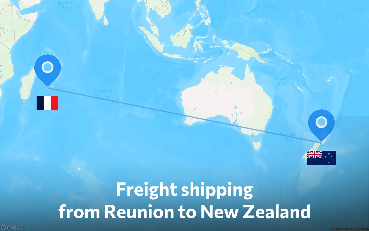 Shipping route from Reunion to New Zealand