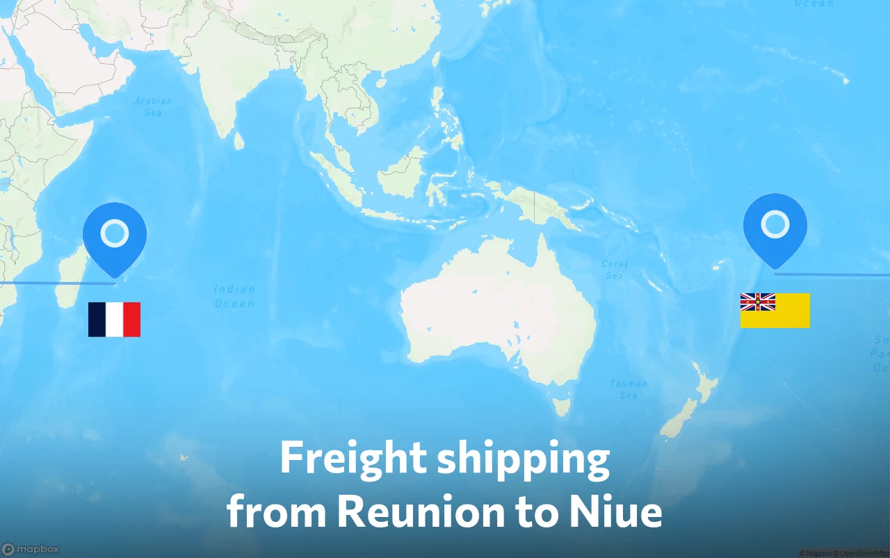 Shipping route from Reunion to Niue
