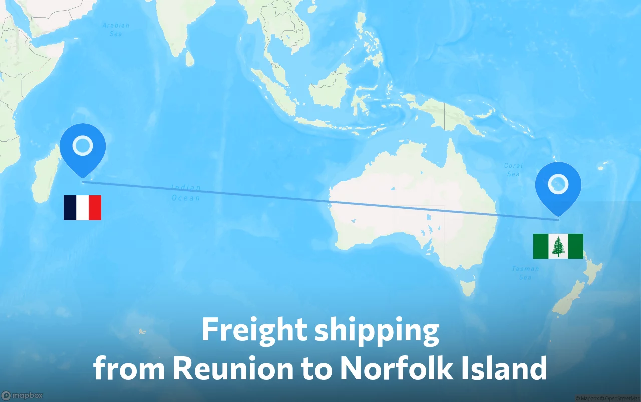 Shipping route from Reunion to Norfolk Island