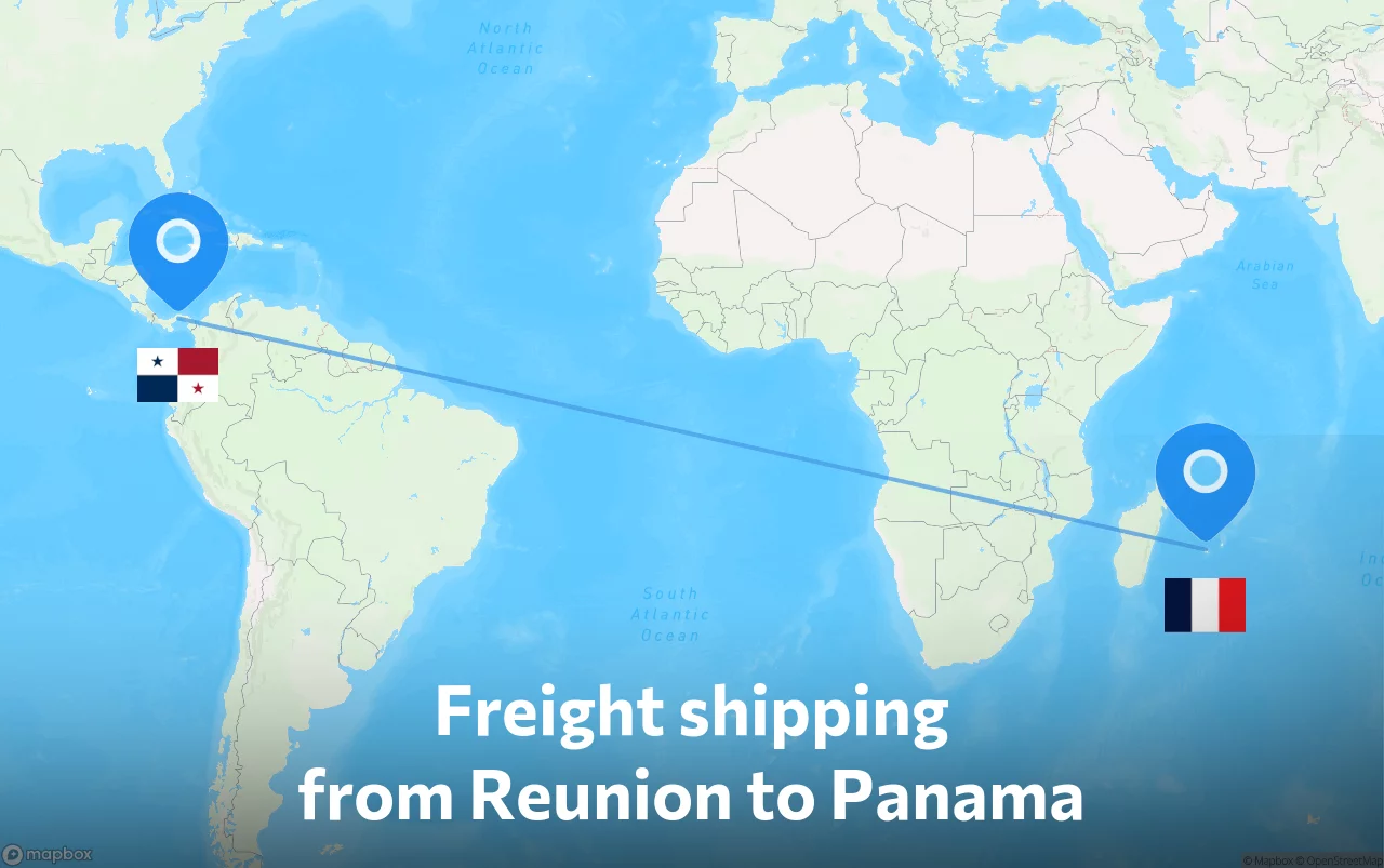 Shipping route from Reunion to Panama