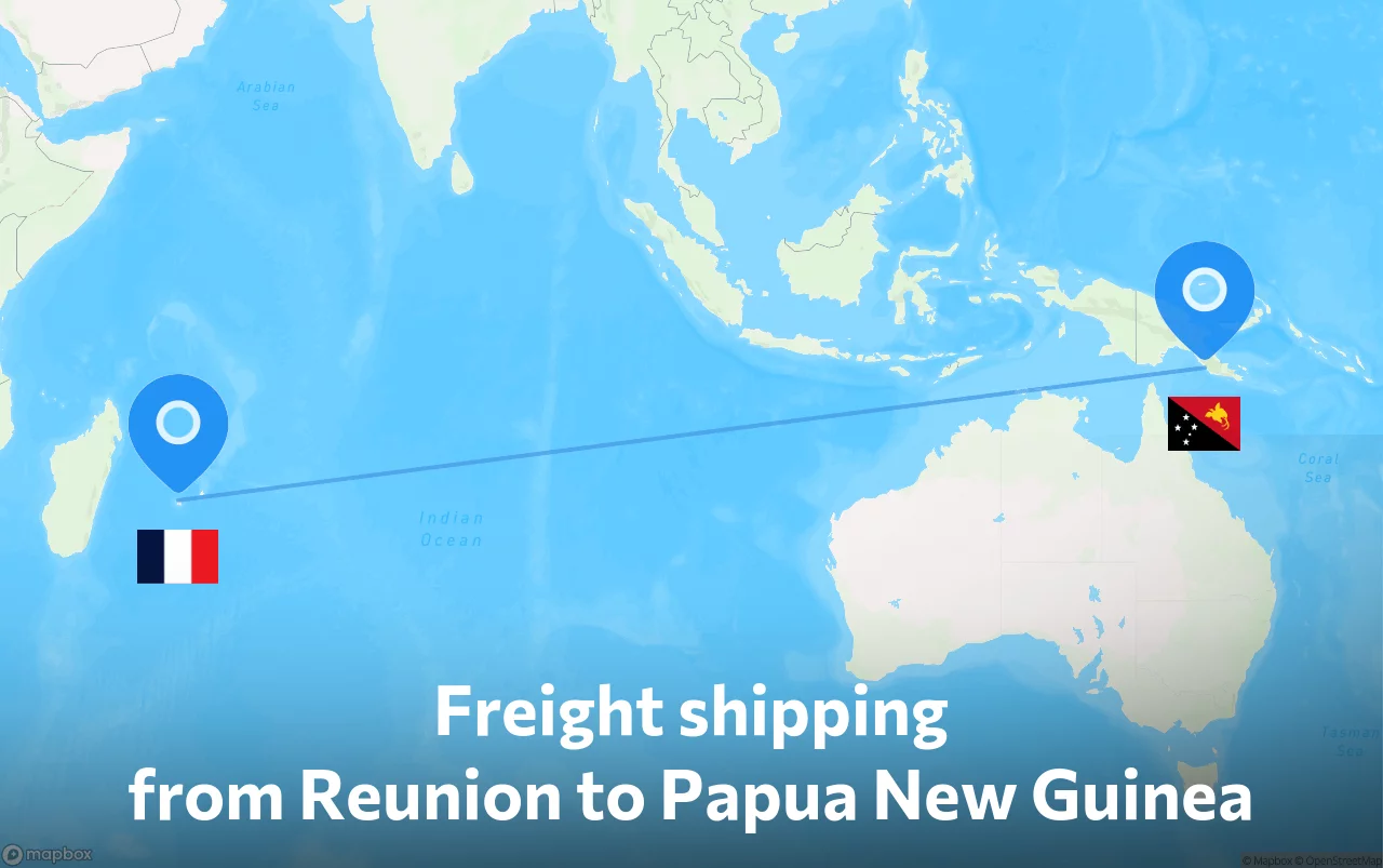 Shipping route from Reunion to Papua New Guinea
