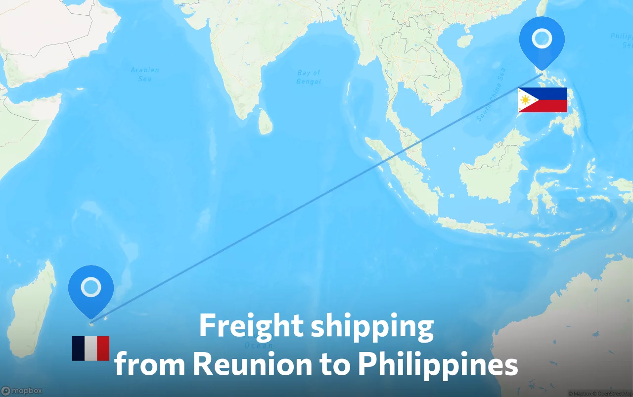 Shipping route from Reunion to Philippines