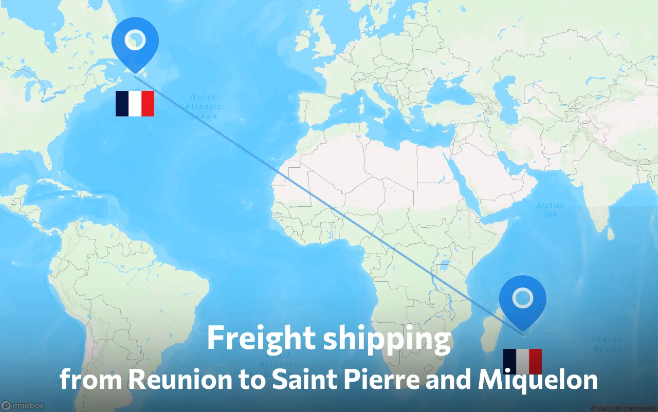 Shipping route from Reunion to Saint Pierre and Miquelon
