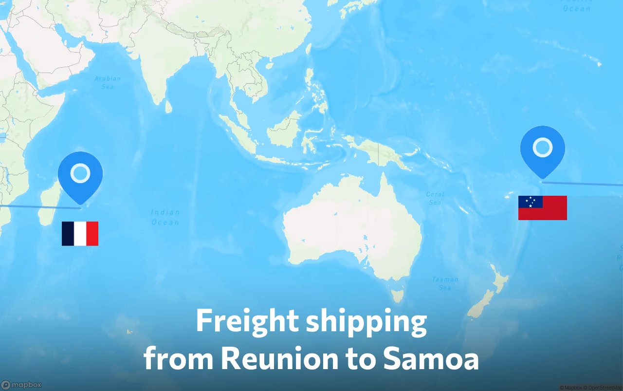 Shipping route from Reunion to Samoa