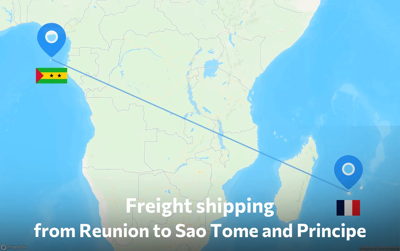Shipping route from Reunion to Sao Tome and Principe