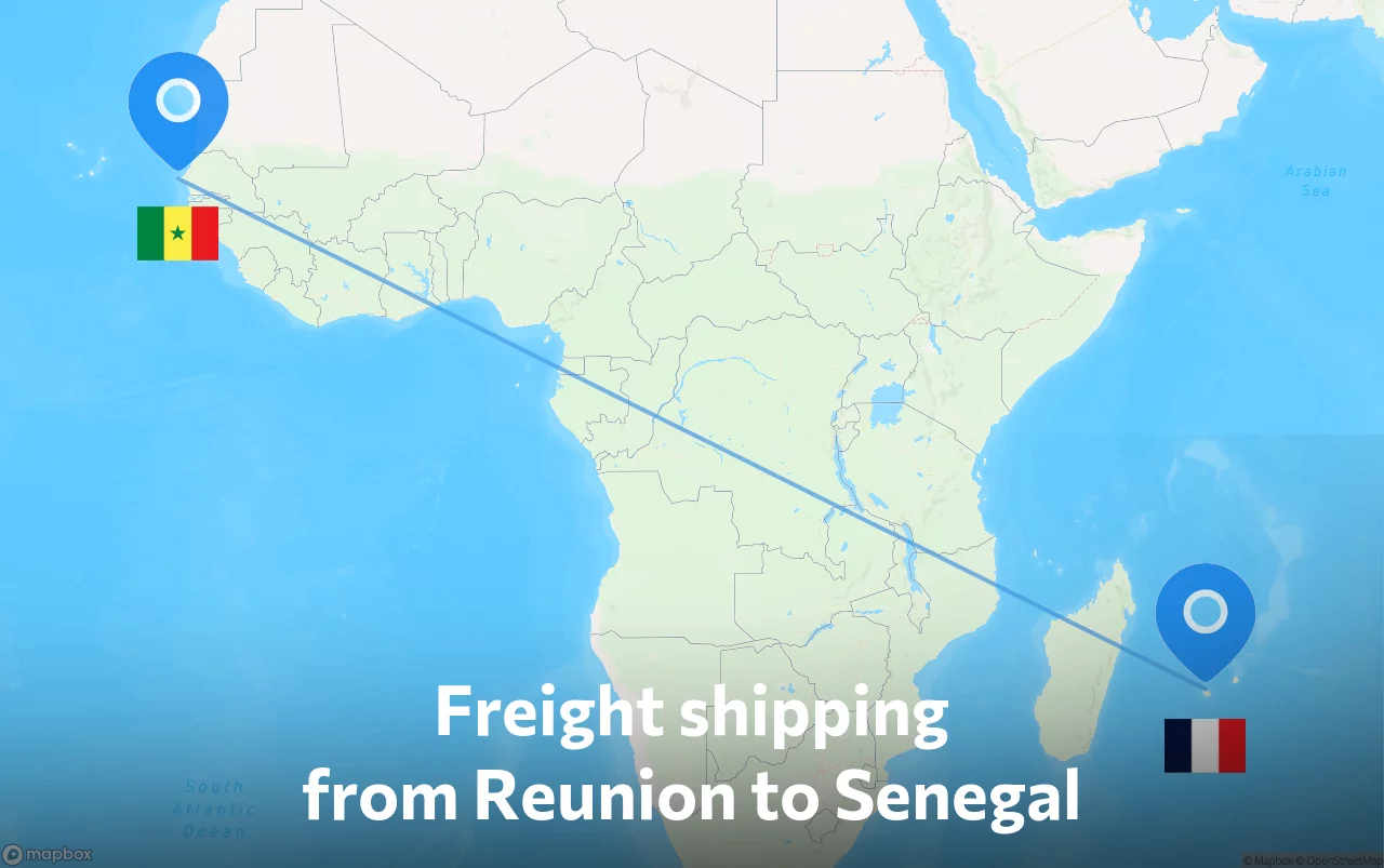 Shipping route from Reunion to Senegal
