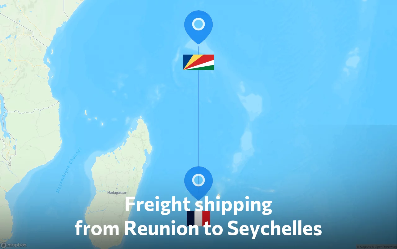 Shipping route from Reunion to Seychelles