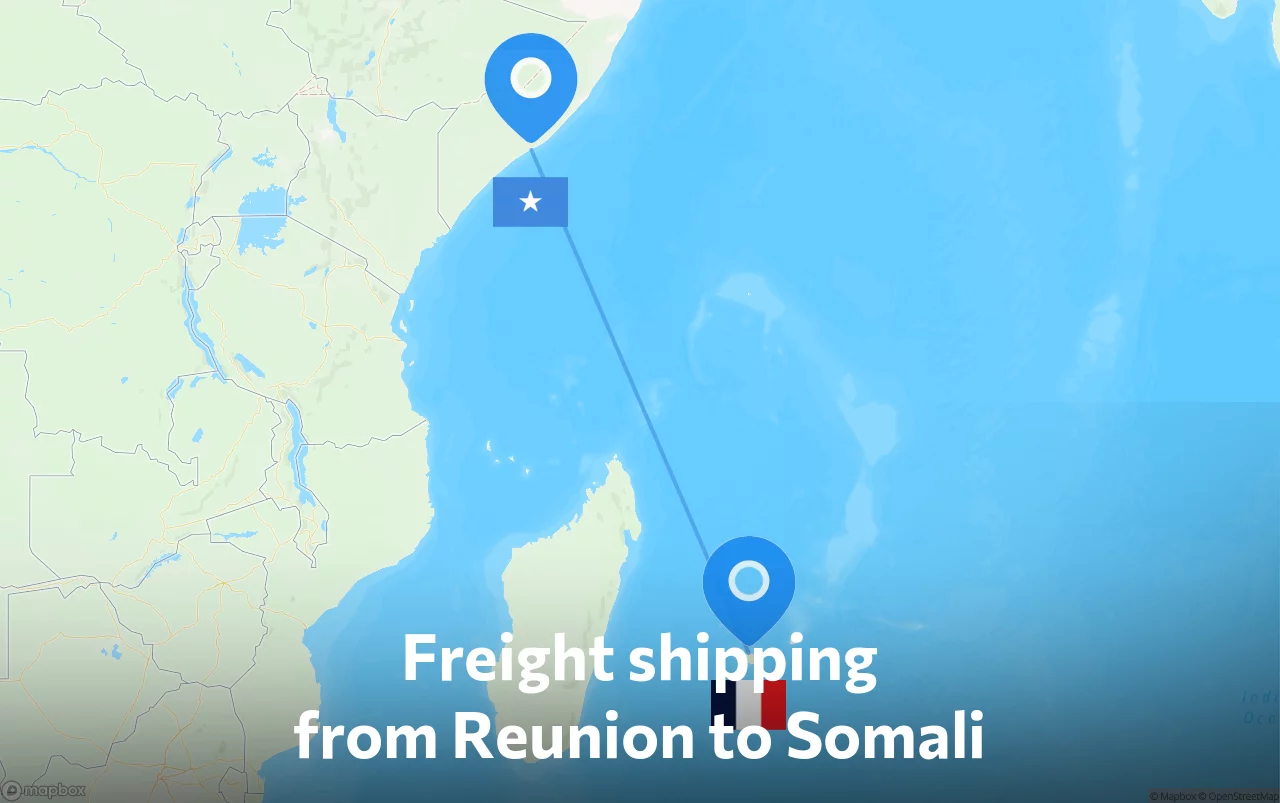 Shipping route from Reunion to Somali