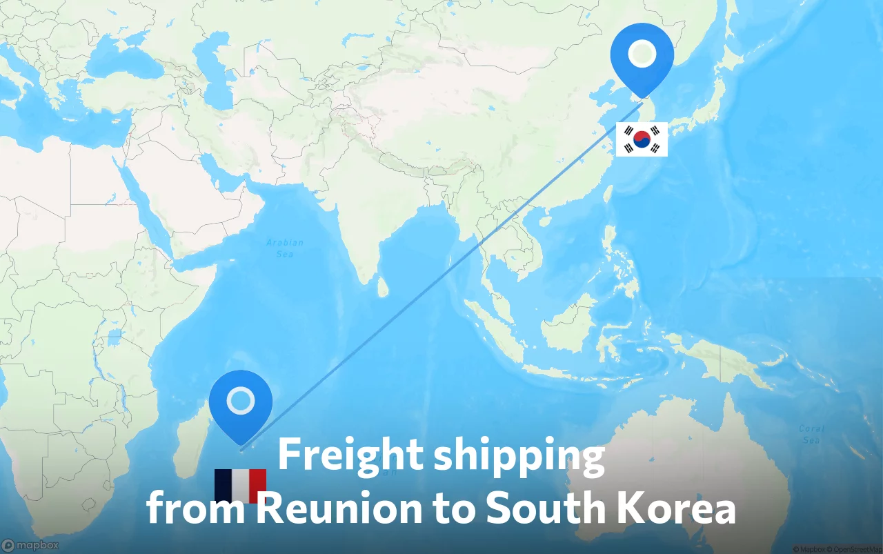 Shipping route from Reunion to South Korea
