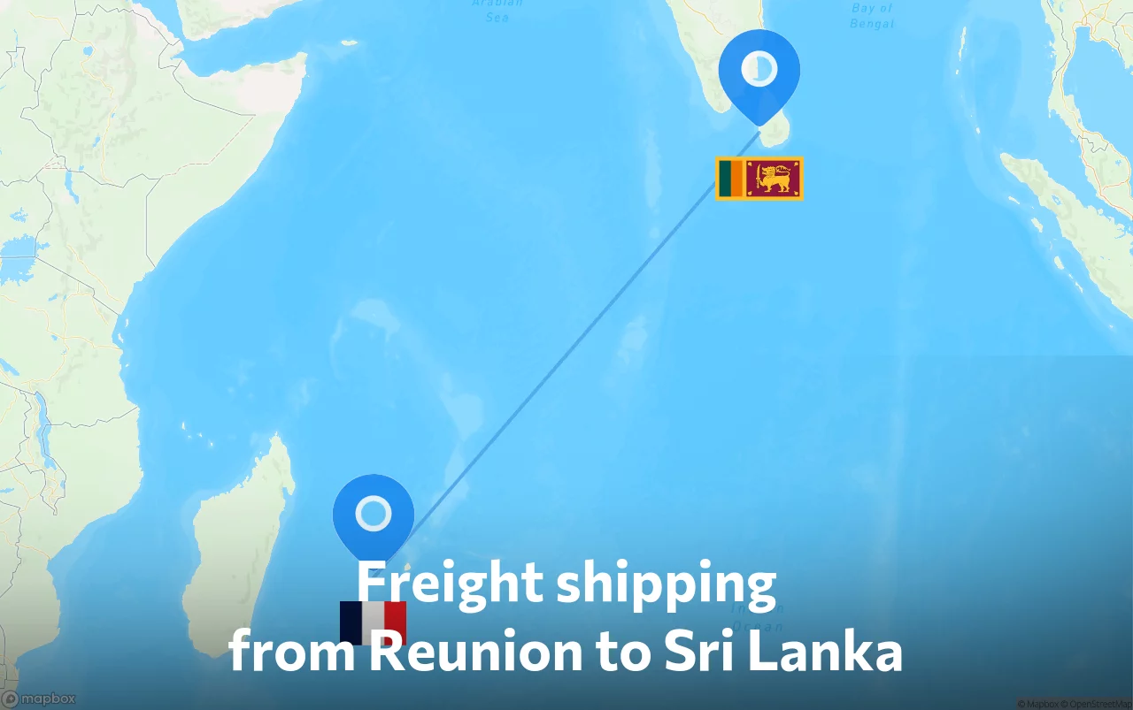Shipping route from Reunion to Sri Lanka