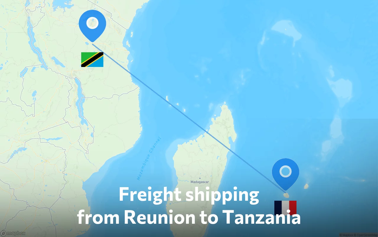Shipping route from Reunion to Tanzania
