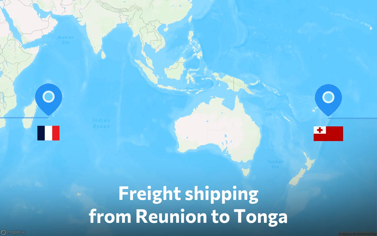 Shipping route from Reunion to Tonga