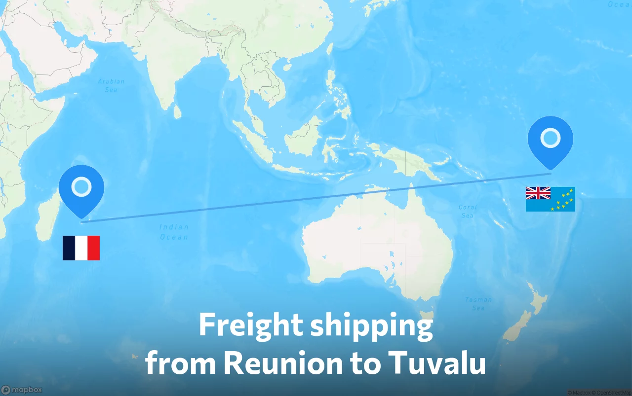Shipping route from Reunion to Tuvalu