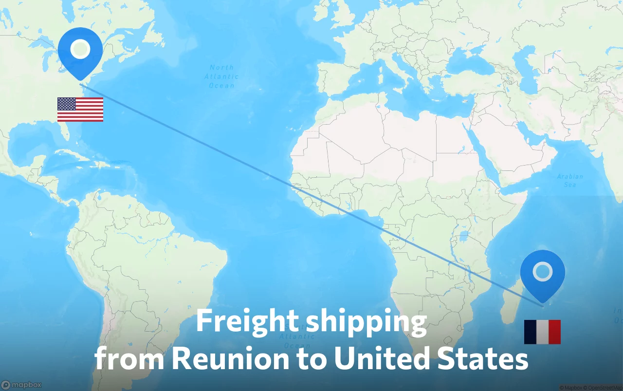 Shipping route from Reunion to United States