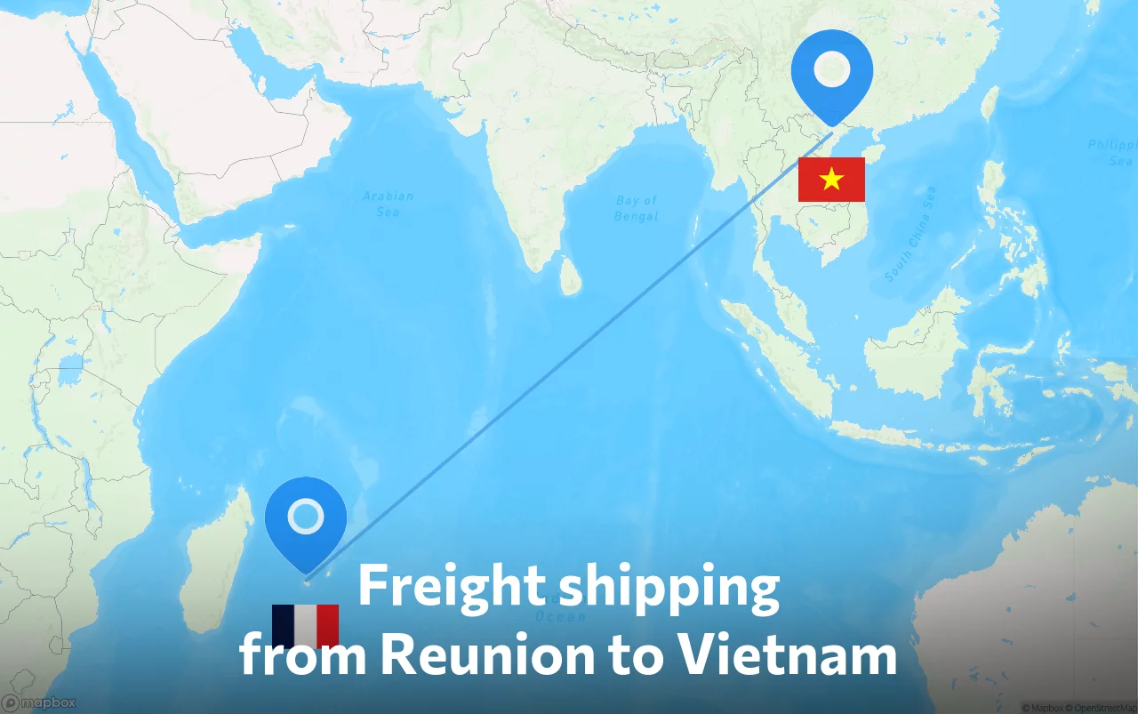 Shipping route from Reunion to Vietnam