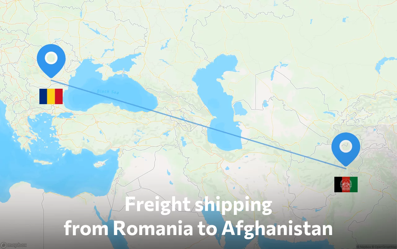 Shipping route from Romania to Afghanistan