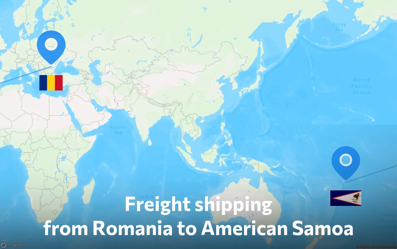 Shipping route from Romania to American Samoa