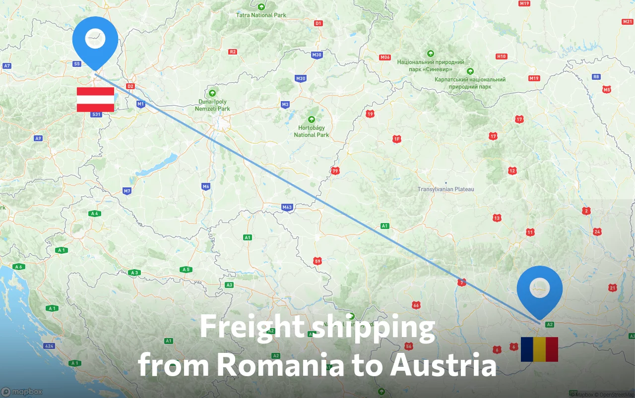 Shipping route from Romania to Austria