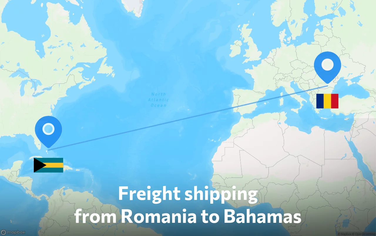 Shipping route from Romania to Bahamas