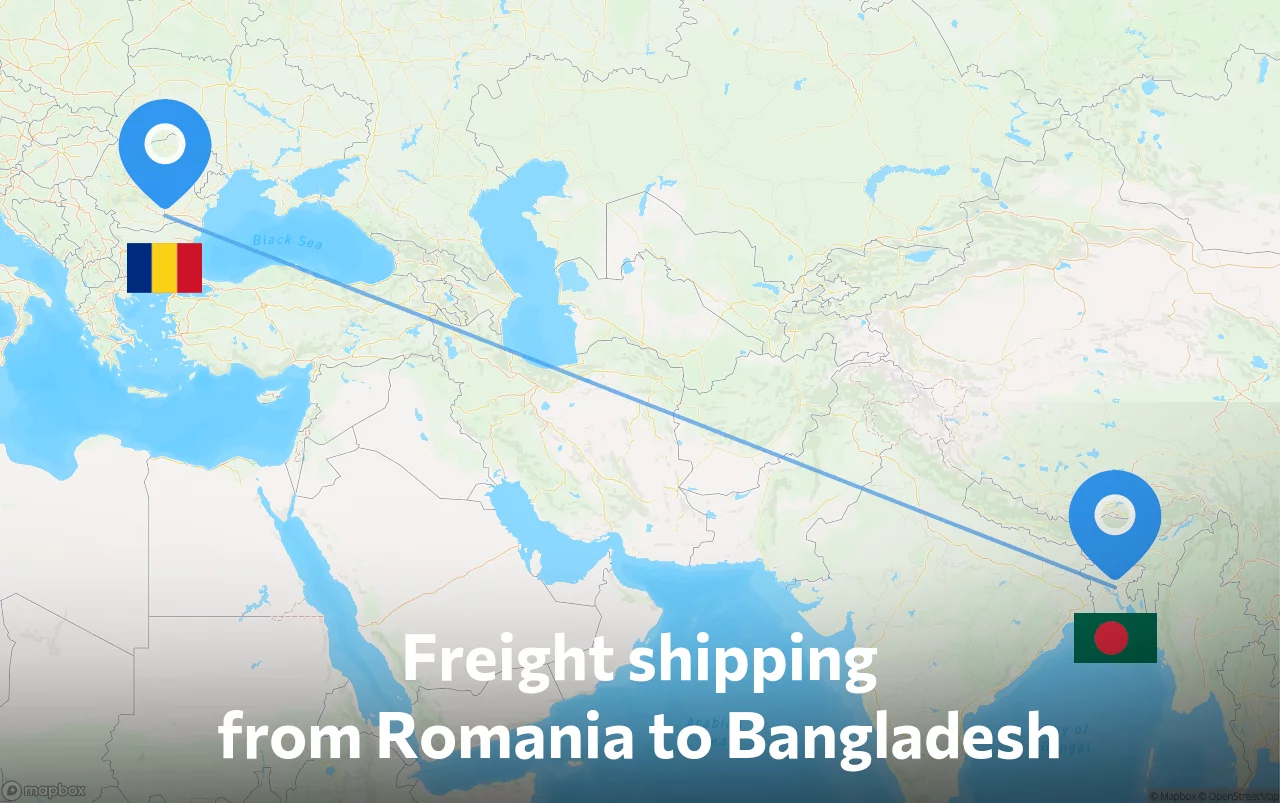 Shipping route from Romania to Bangladesh