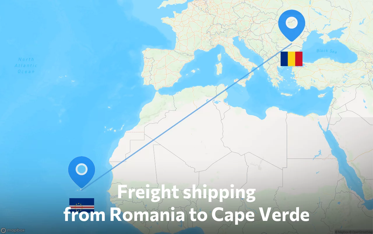 Shipping route from Romania to Cape Verde