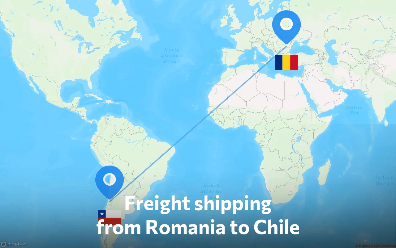 Shipping route from Romania to Chile