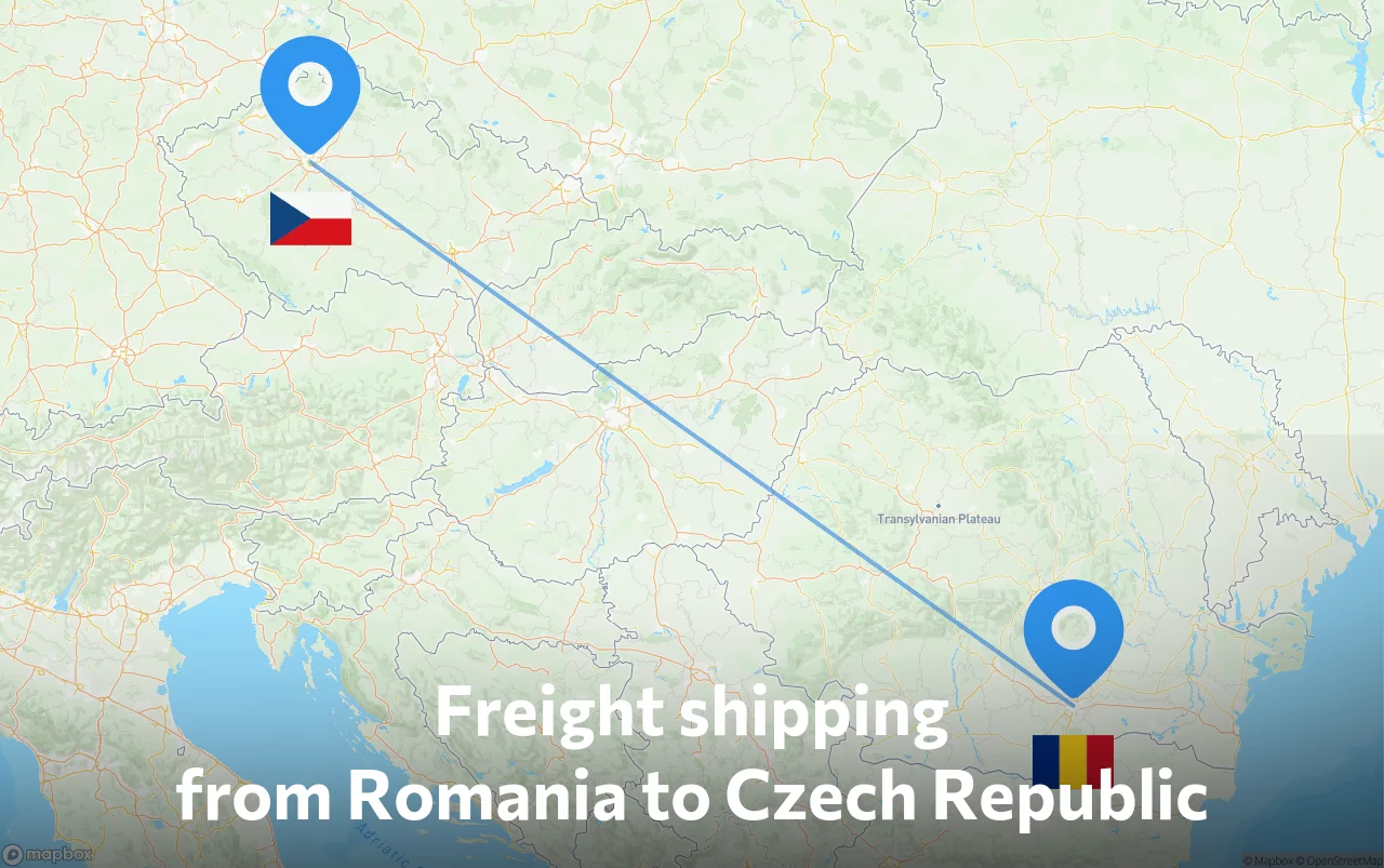 Shipping route from Romania to Czech Republic