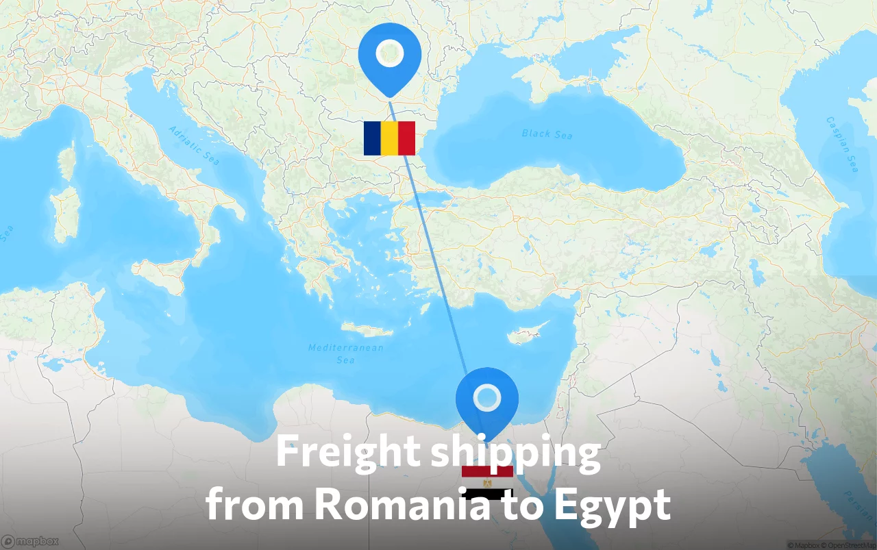 Shipping route from Romania to Egypt