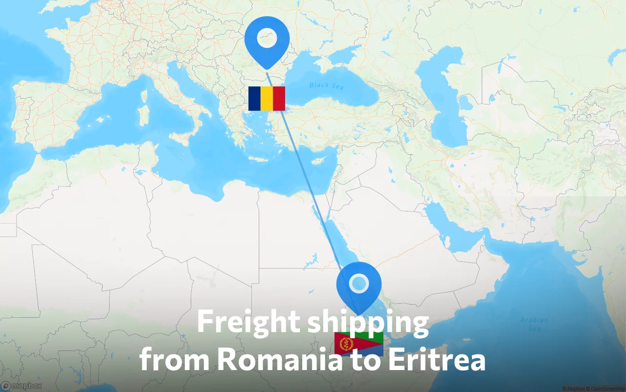 Shipping route from Romania to Eritrea