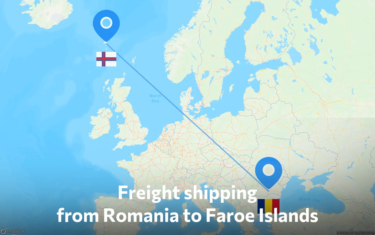 Shipping route from Romania to Faroe Islands