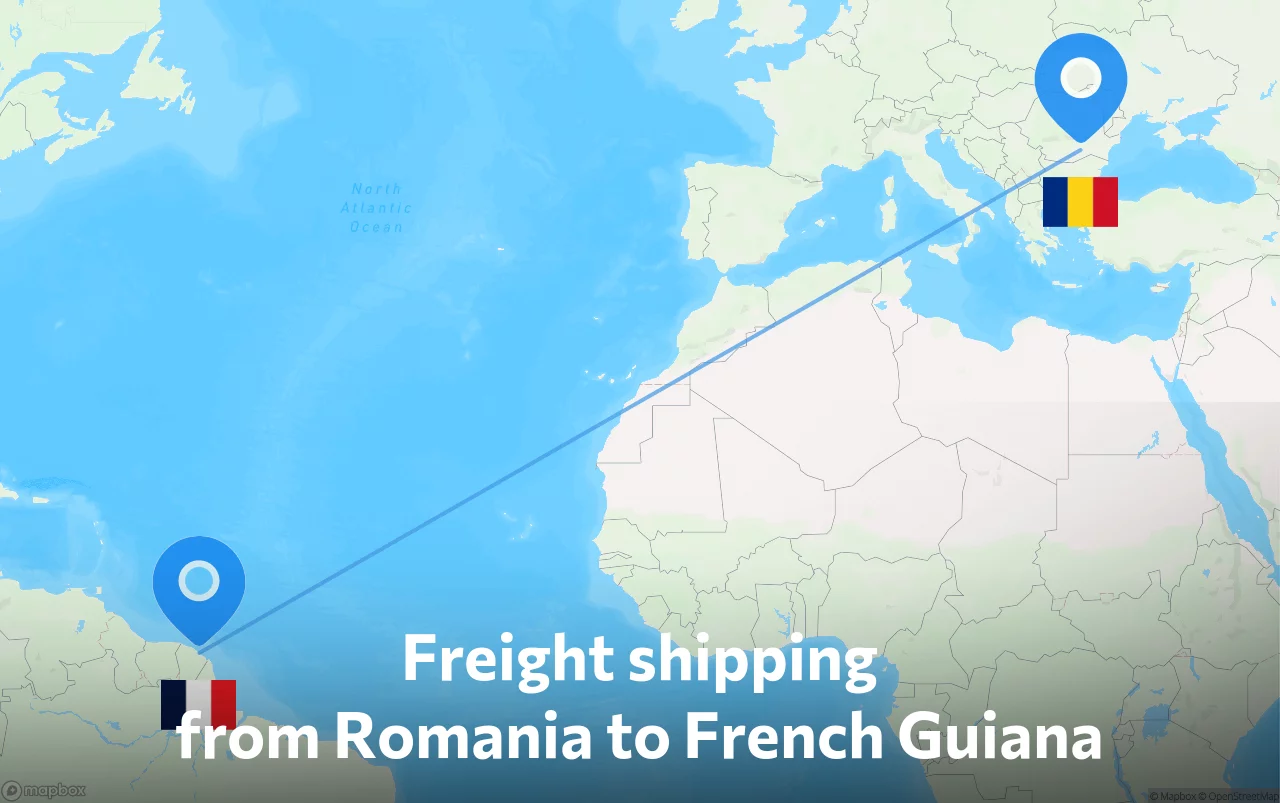 Shipping route from Romania to French Guiana