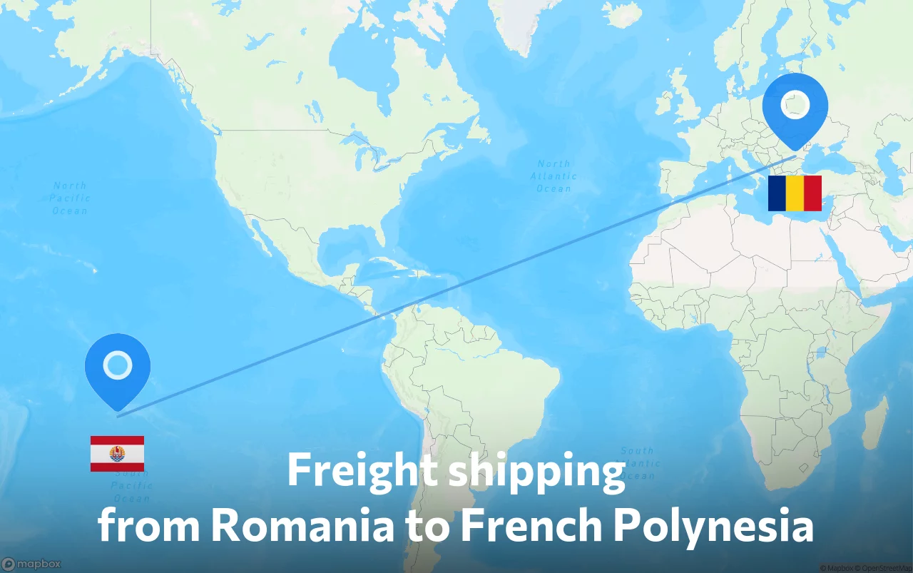Shipping route from Romania to French Polynesia