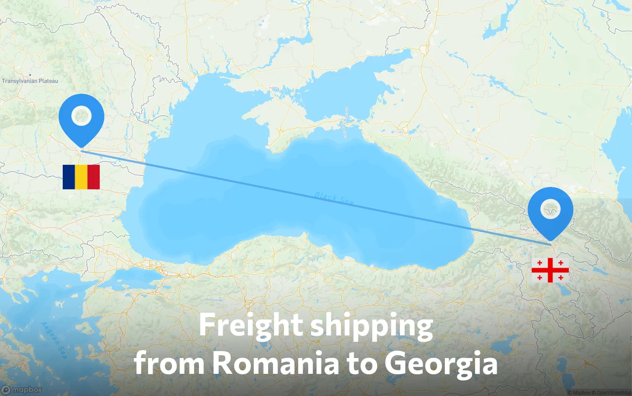 Shipping route from Romania to Georgia