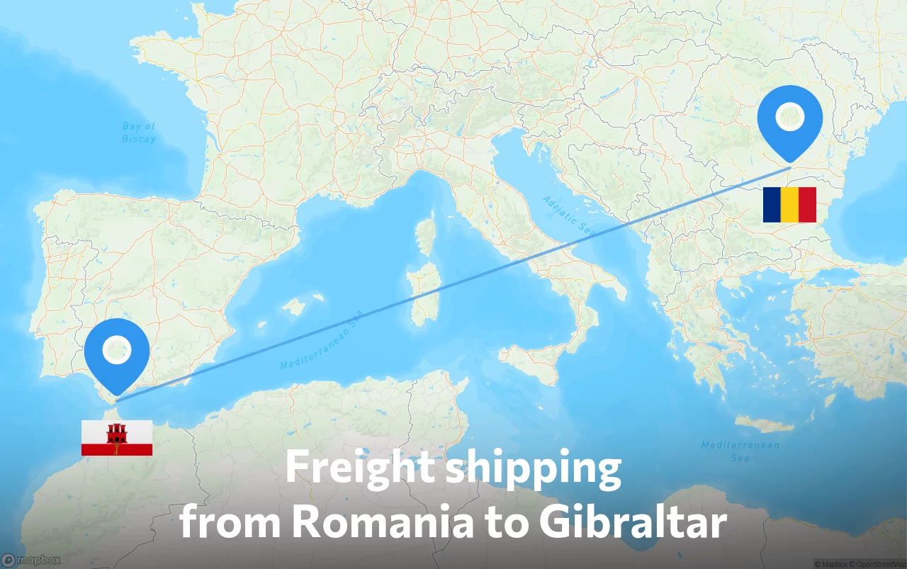 Shipping route from Romania to Gibraltar
