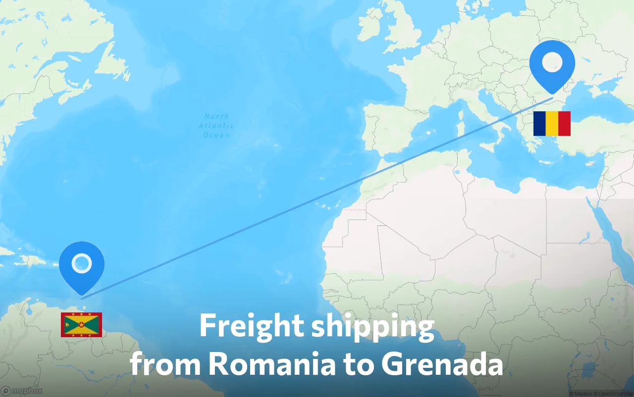 Shipping route from Romania to Grenada
