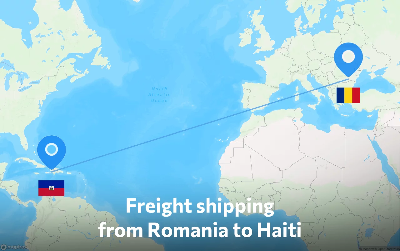 Shipping route from Romania to Haiti