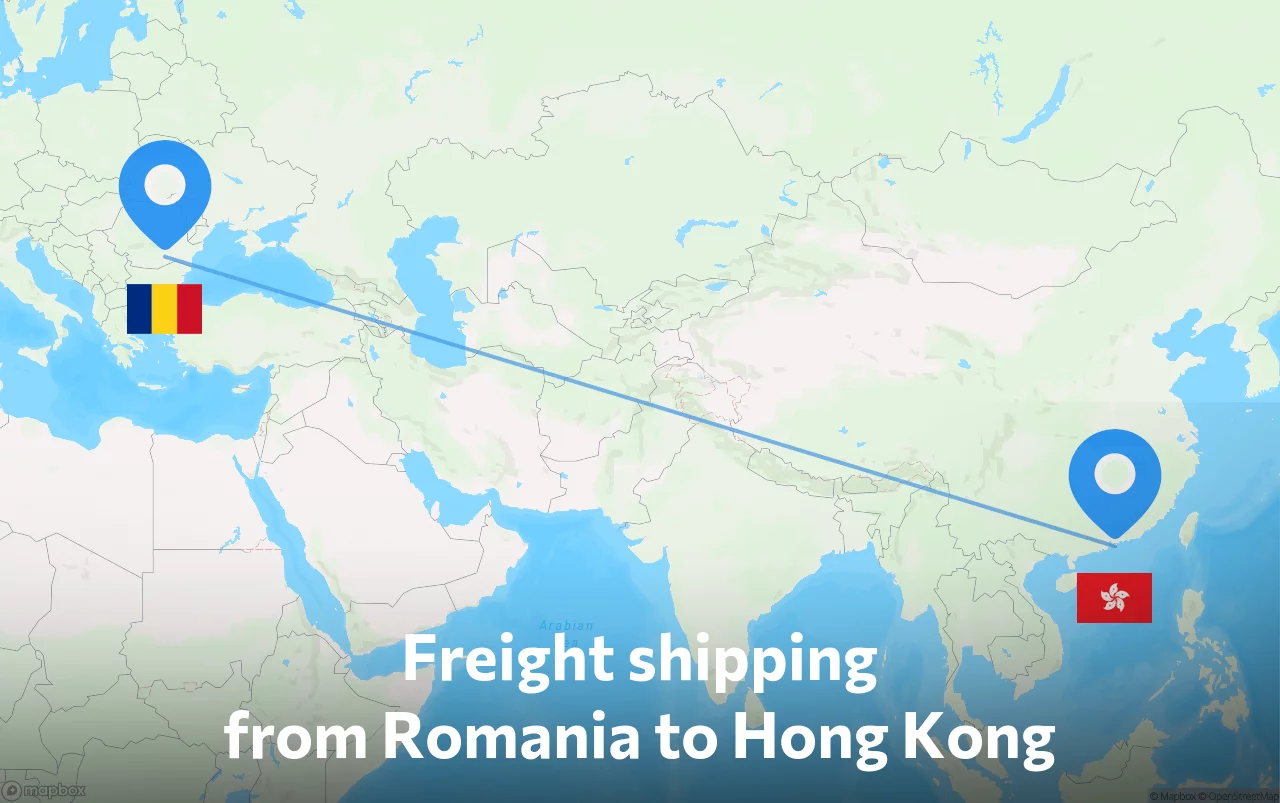 Shipping route from Romania to Hong Kong