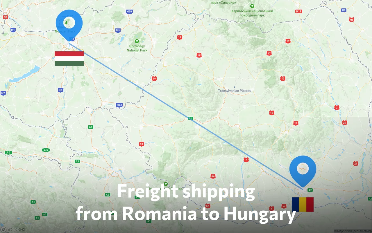 Shipping route from Romania to Hungary