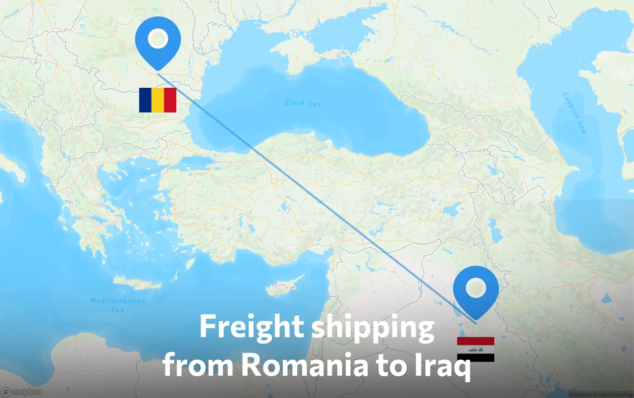 Shipping route from Romania to Iraq