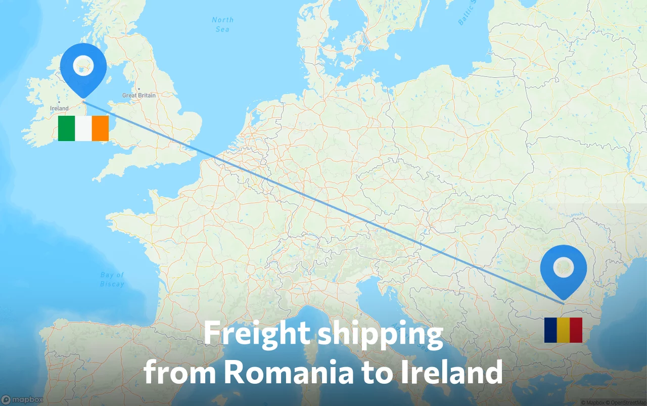 Shipping route from Romania to Ireland